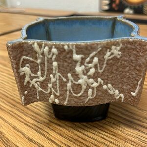 Ceramic Ikebana Compote Vase with Pin Frog Footed Pedestal Bowl Dish